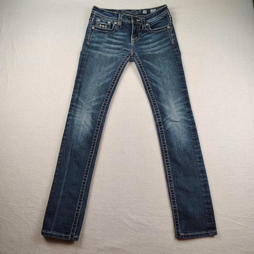 Miss Me Skinny Jeans Girls 14 Houndstooth Sequin Rhinestone  JK6322S